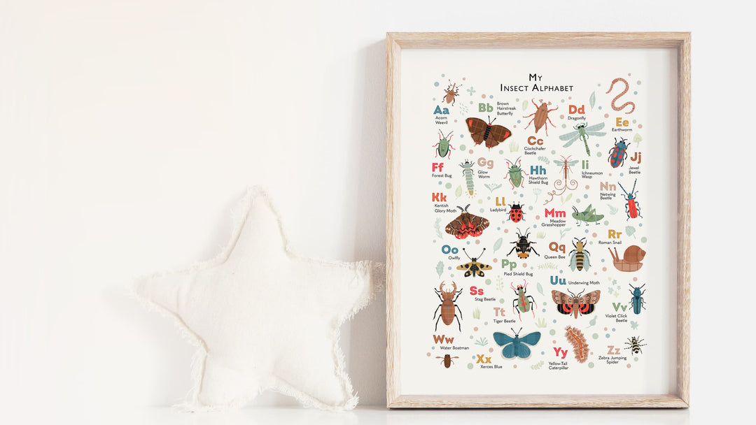 Nature-themed nursery prints with plants, animals, and botanical alphabet art.
