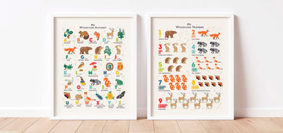 Woodland Print Alphabet and Numbers Prints