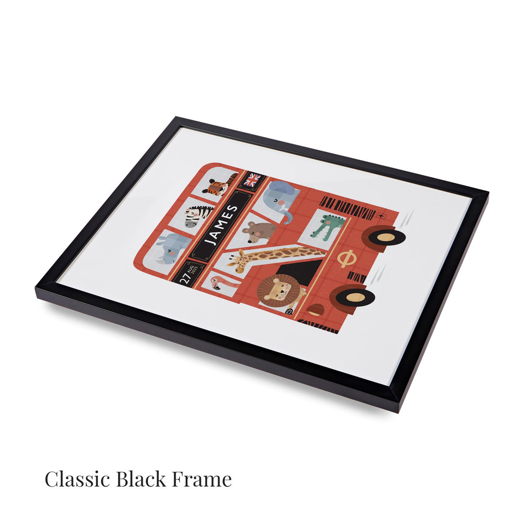 Personalised London Bus Print – Custom Kids Poster | Red Double Decker Bus Wall Art