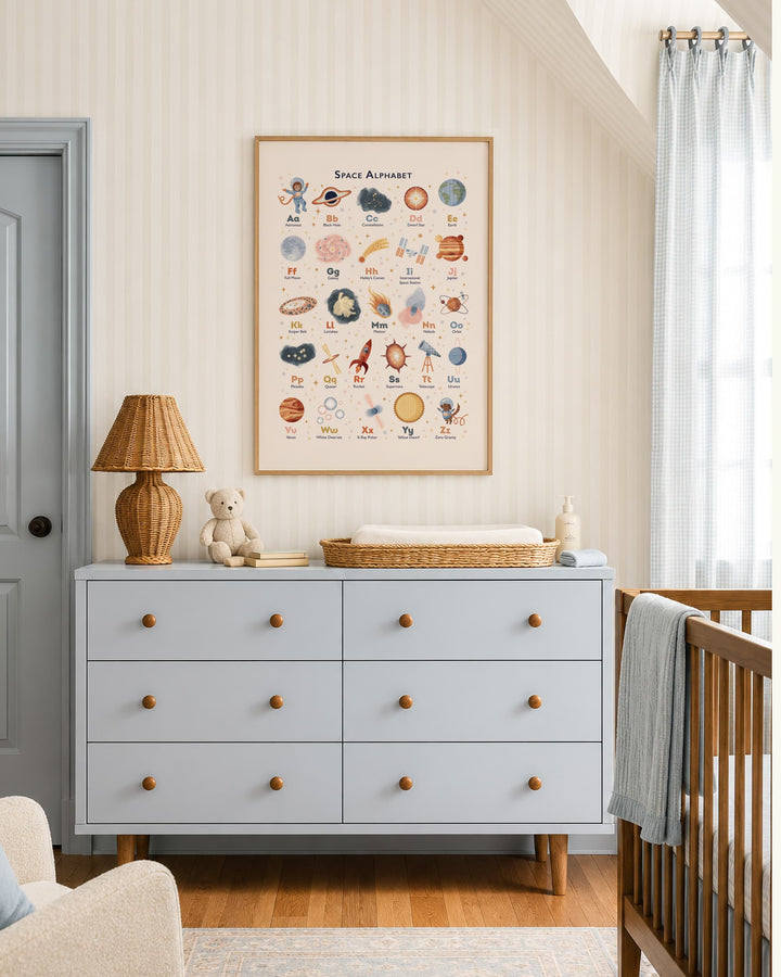 Space Alphabet Poster for Kids’ Rooms &amp; Nurseries