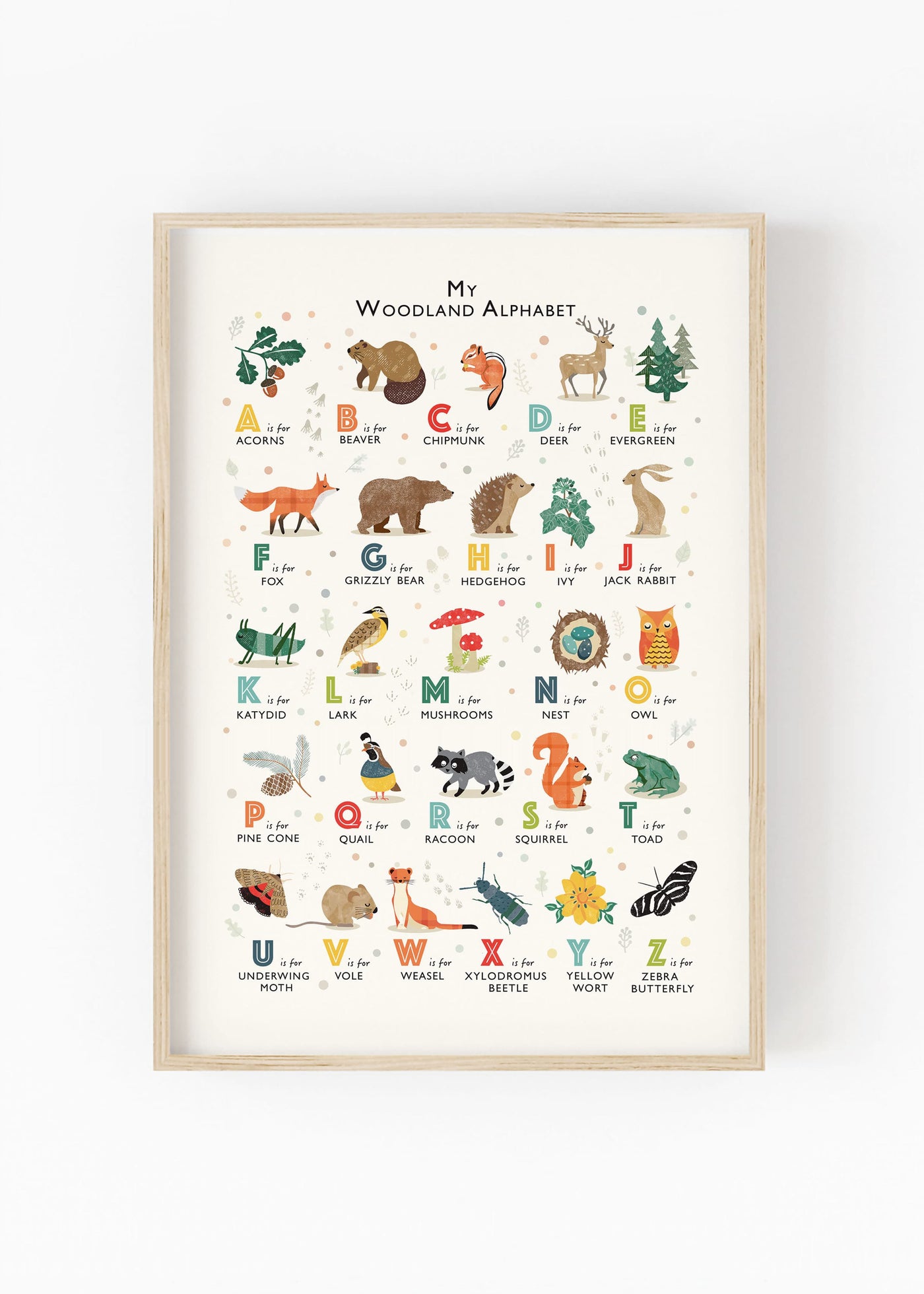 Children's Woodland Alphabet Print Poster