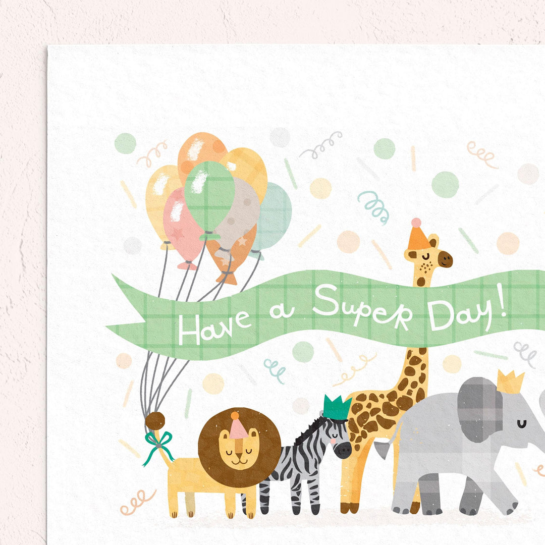 Personalised 1st Birthday Card for Baby | Custom Name Jungle Safari Animals