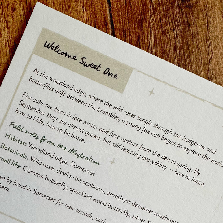 Woodland Fox New Baby Card | Welcome Sweet One