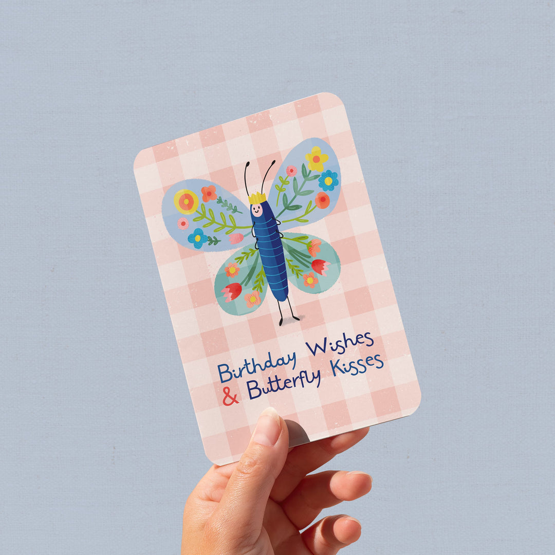 Card with a butterfly illustration and text &