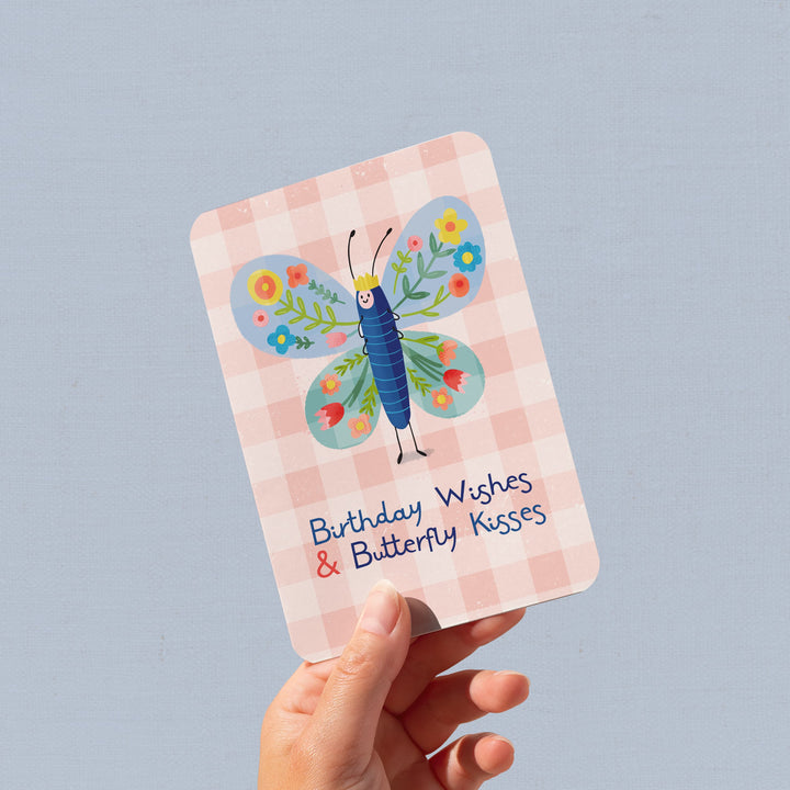 Card with a butterfly illustration and text &