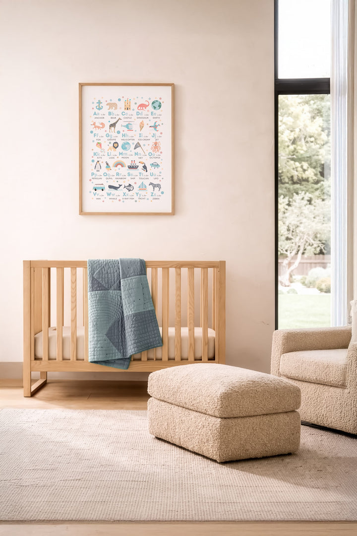 Blue Boys Alphabet Nursery Wall Art – Educational ABC Baby Boy Room Decor