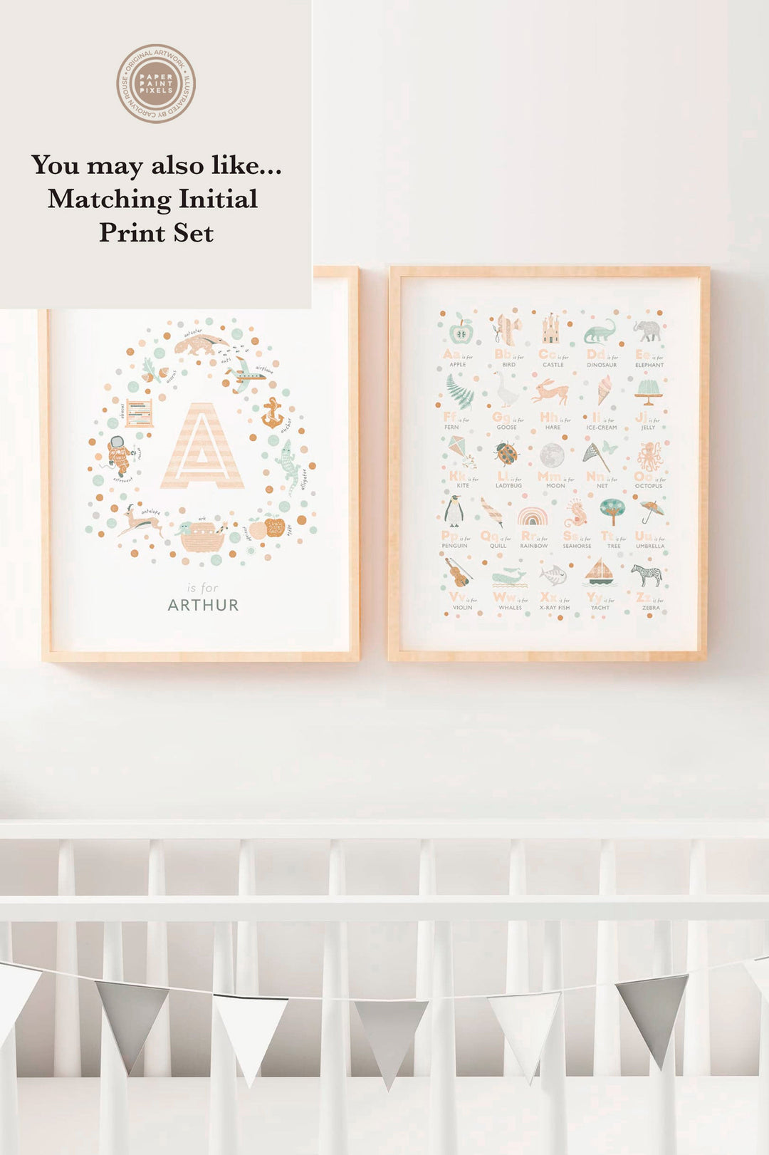 Children's Boho Alphabet Nursery Print - PaperPaintPixels