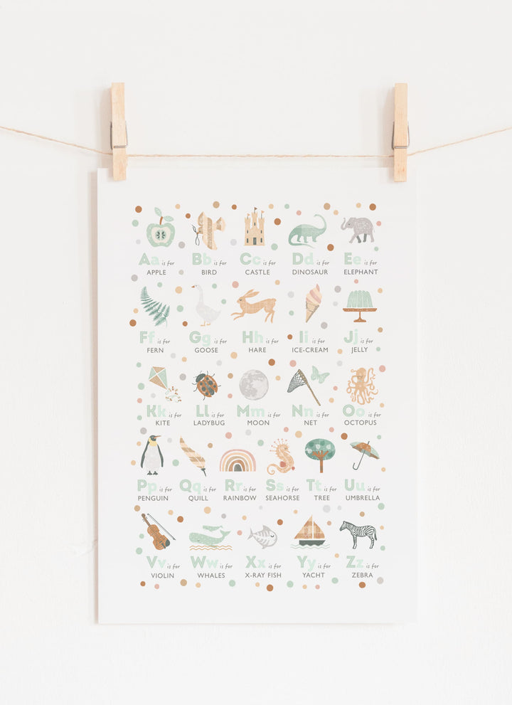 Children's Boho Alphabet Nursery Print - PaperPaintPixels