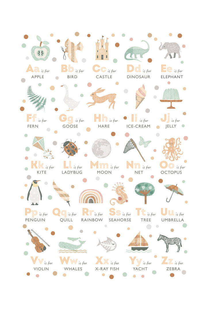 Children's Boho Alphabet Nursery Print - PaperPaintPixels