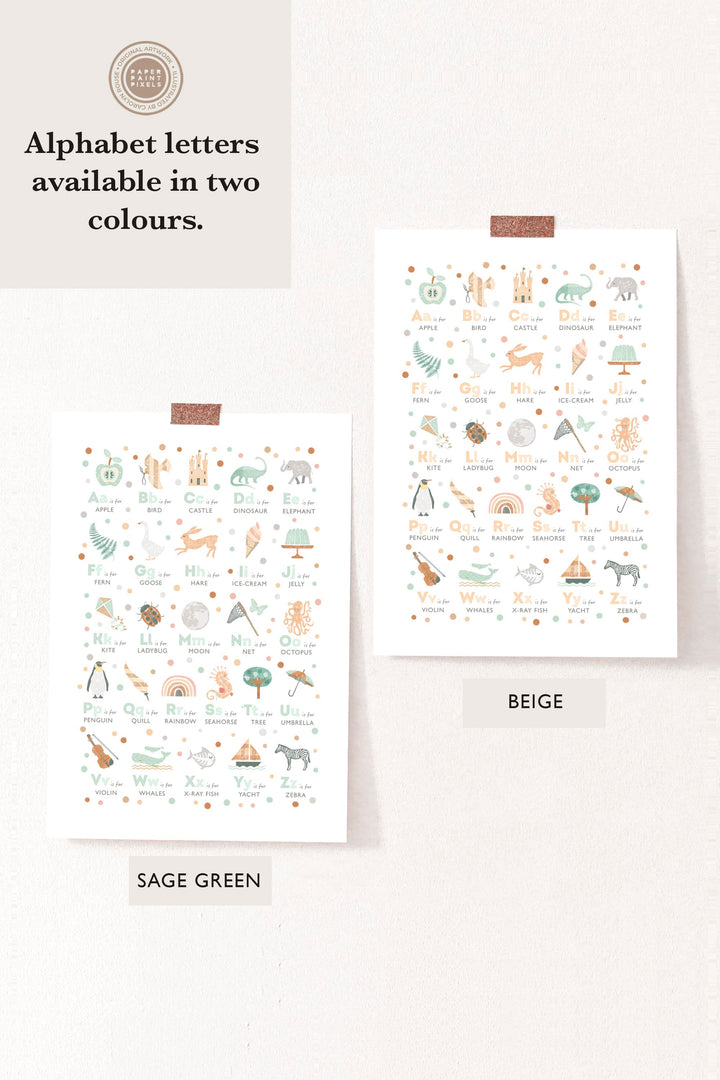 Children's Boho Alphabet Nursery Print - PaperPaintPixels