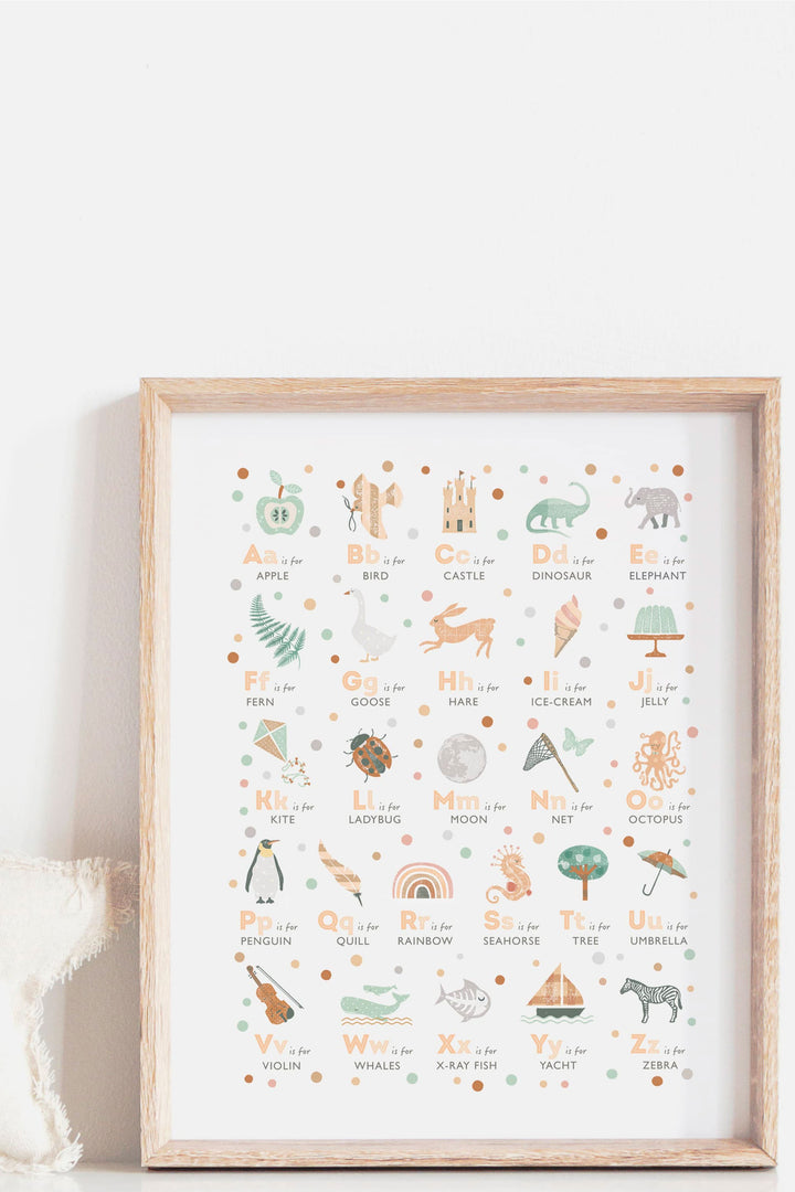 Children's Boho Alphabet Nursery Print - PaperPaintPixels