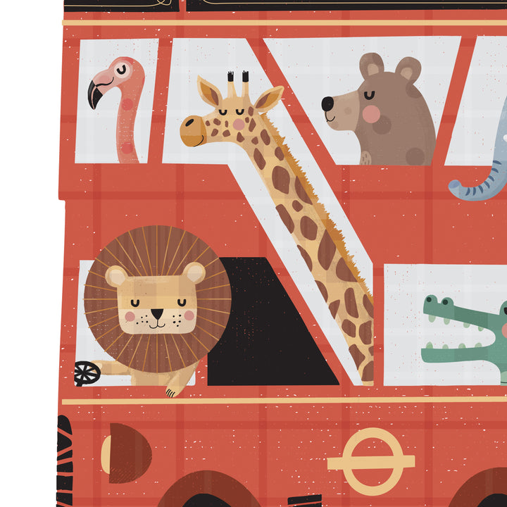 Personalised London Bus Print‚ Custom Kids Poster | Red Double Decker Bus Wall Art