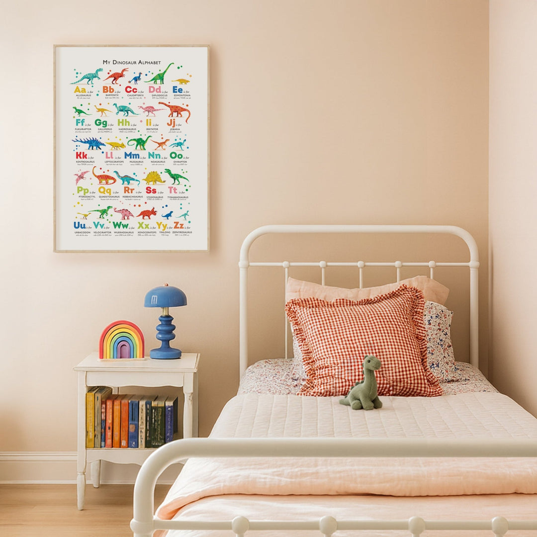 Colourful Dinosaur ABC Print - PaperPaintPixels
