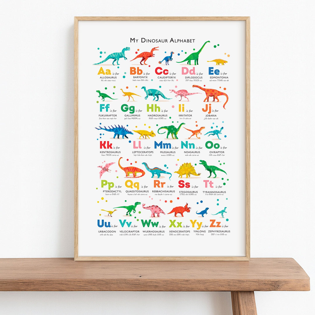 Colourful Dinosaur ABC Print - PaperPaintPixels