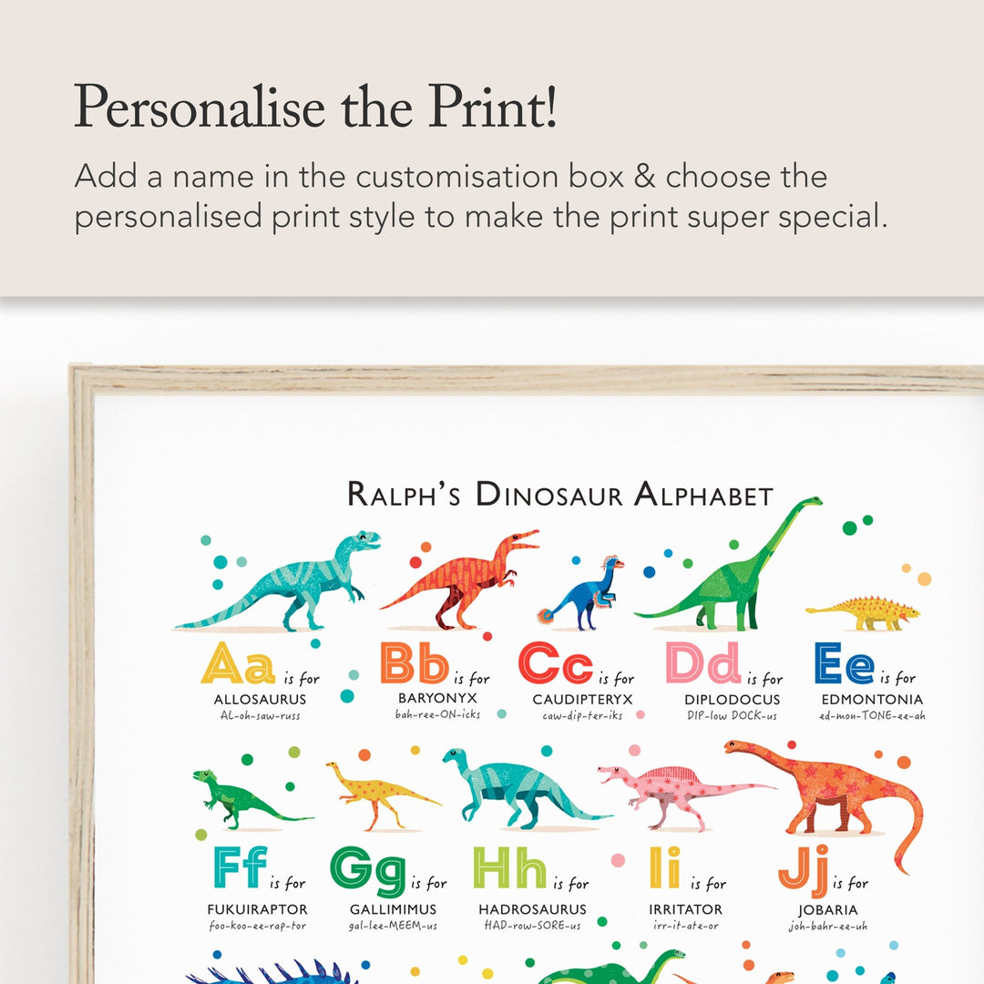 Colourful Dinosaur ABC Print - PaperPaintPixels