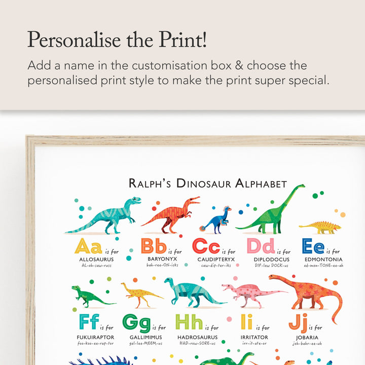 Colourful Dinosaur ABC Print - PaperPaintPixels