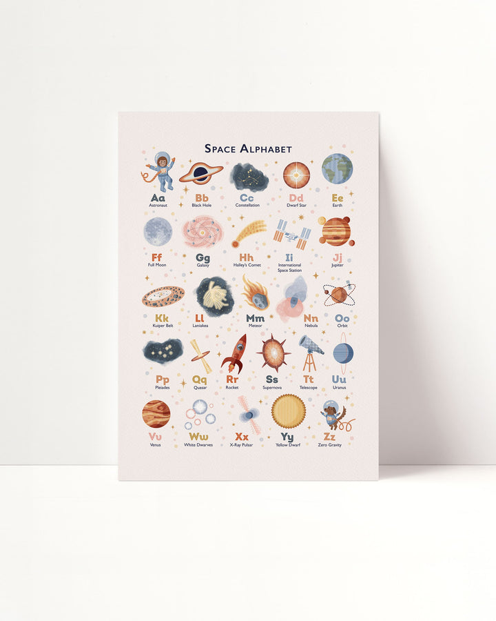 Space Alphabet Poster for Kids’ Rooms &amp; Nurseries