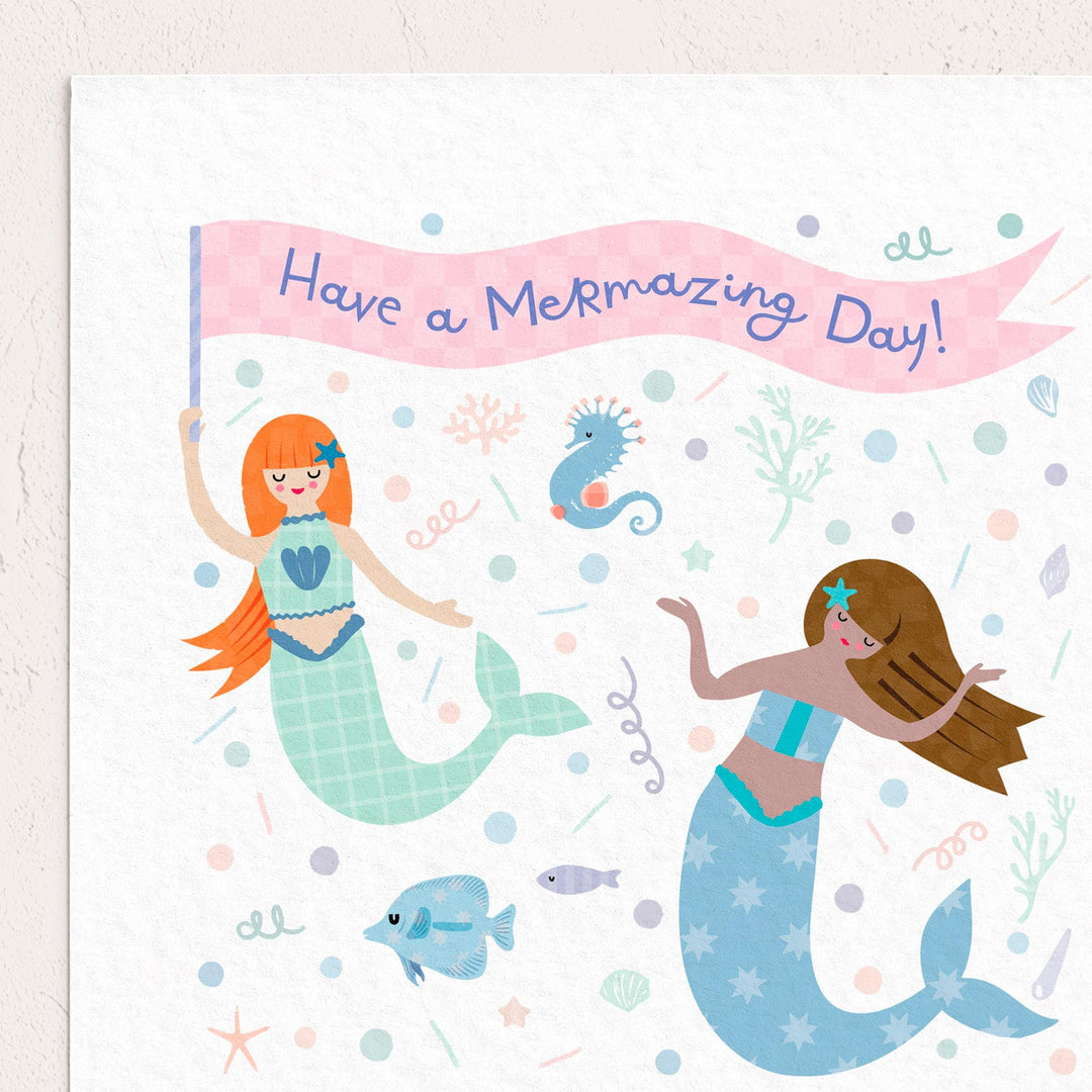 Personalised Mermaid Birthday Card for Girls | Custom Name Under The Sea Theme