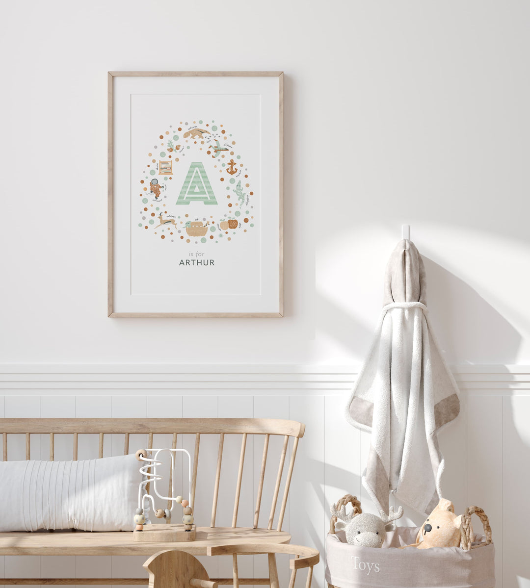 Personalised Initial Letter A Print – Custom Name Art for Baby Nursery & Kids Room