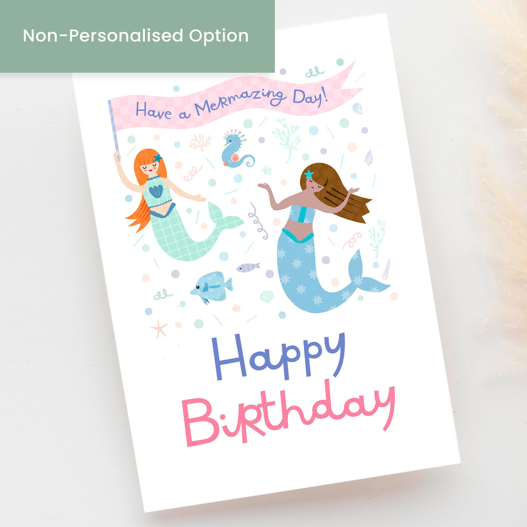 Personalised Mermaid Birthday Card for Girls | Custom Name Under The Sea Theme