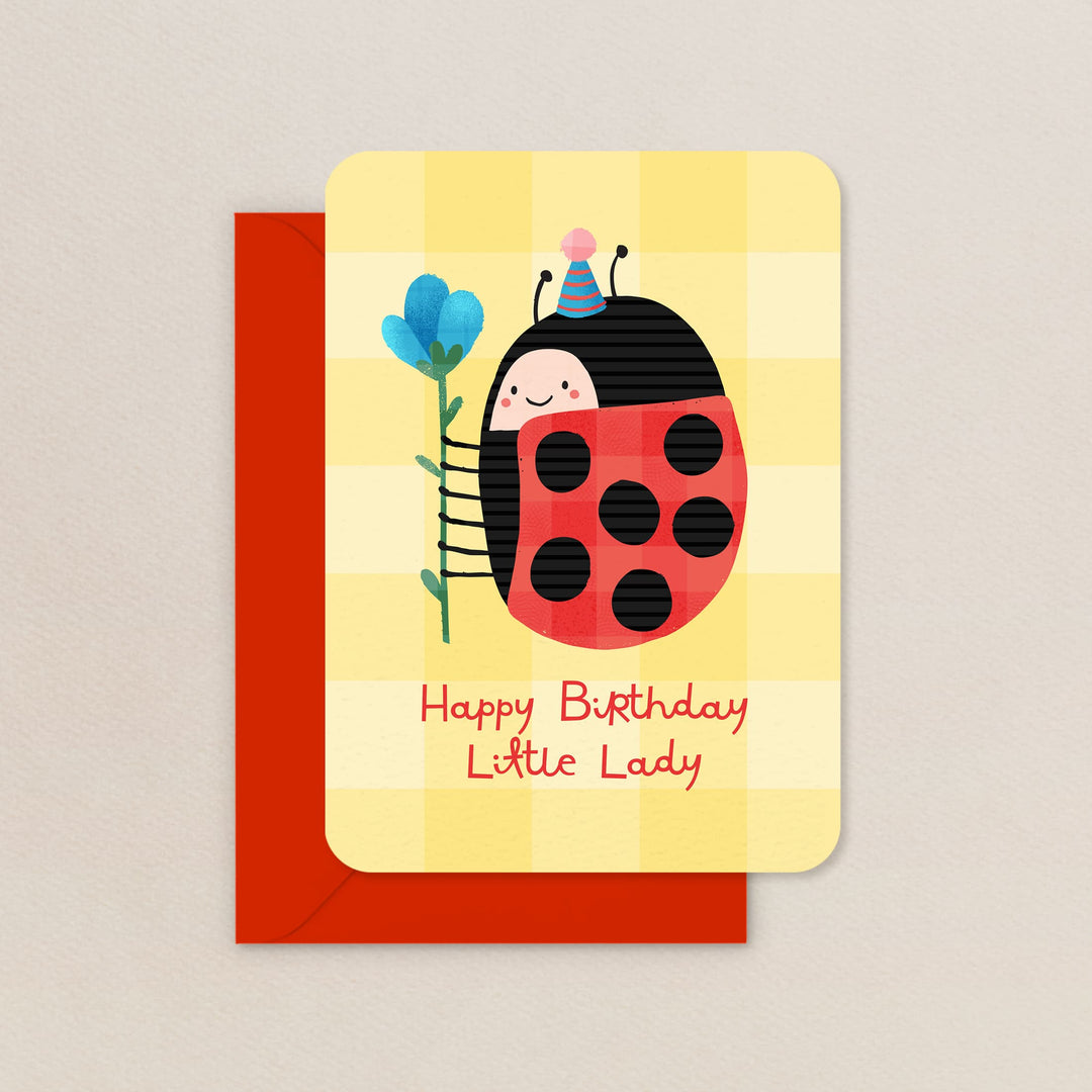 Birthday card with a ladybug design and &