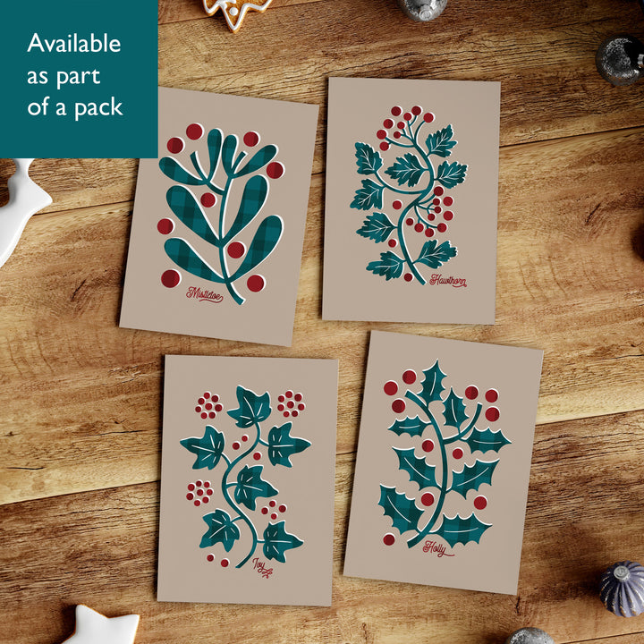 Modern Luxury Folk Holly Christmas Card