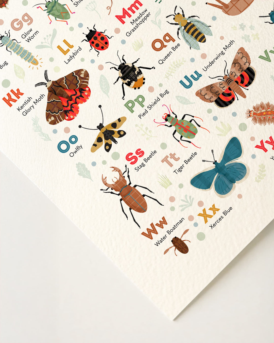 Insect Alphabet Print — Nature ABC Wall Art for Children&