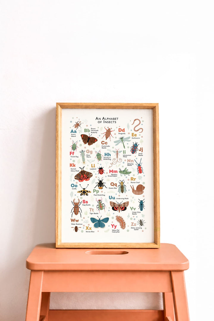 Insect Alphabet Print — Nature ABC Wall Art for Children&