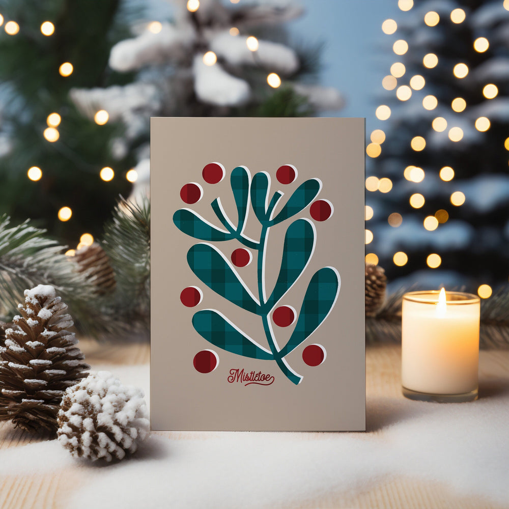 Mistletoe Christmas Card - PaperPaintPixels
