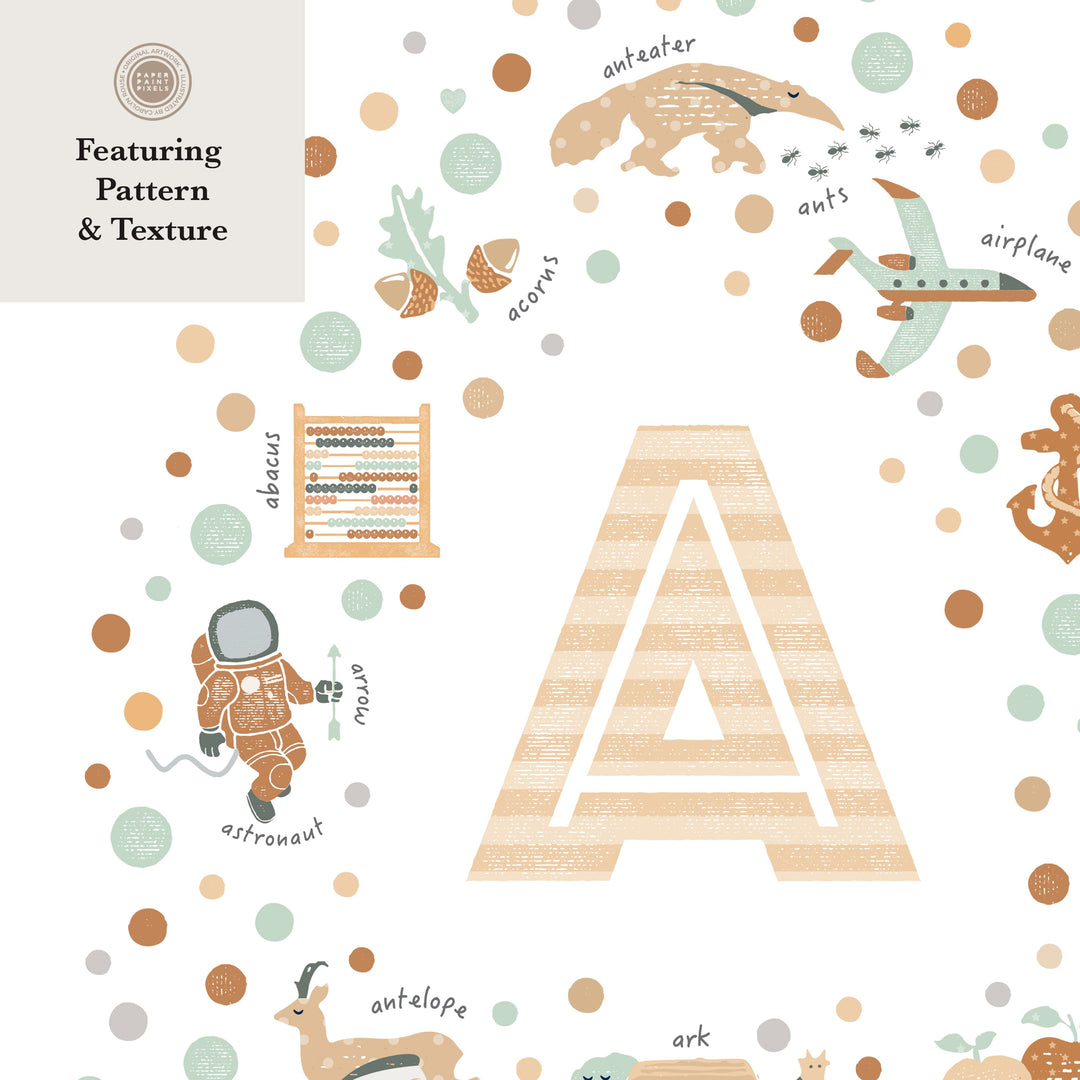 Personalised Initial Letter A Print – Custom Name Art for Baby Nursery & Kids Room