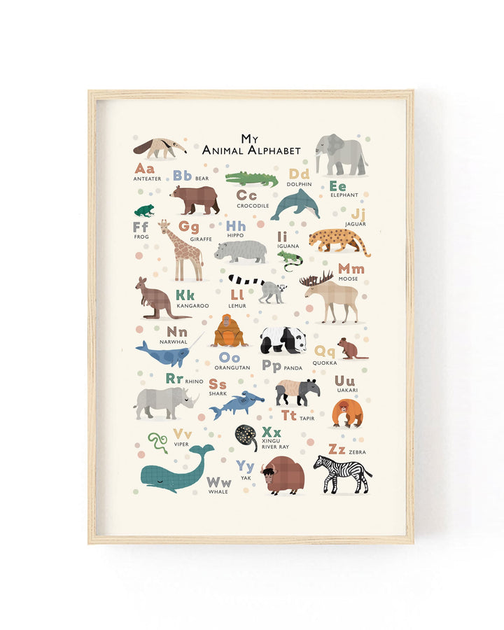 Personalised Animals of the World Alphabet Print