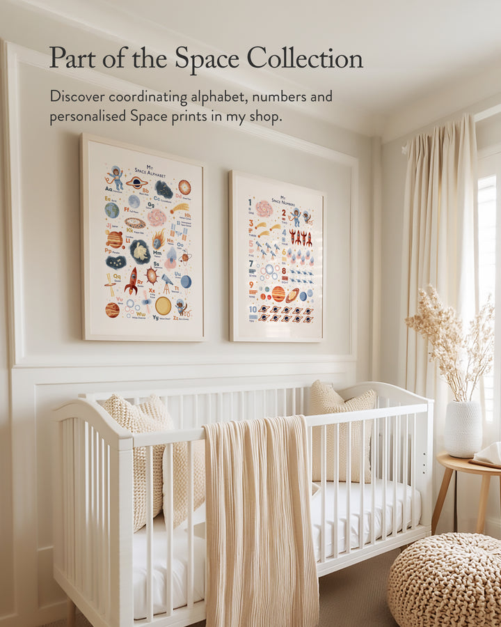 Personalised Space Alphabet Print | Solar System ABC Poster & Nursery Wall Art