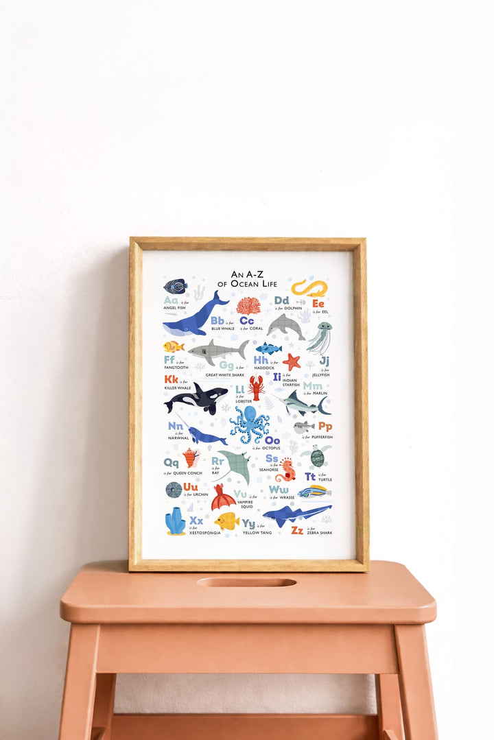 Ocean Animals Alphabet Print, Sea Life ABC Poster (Trade)