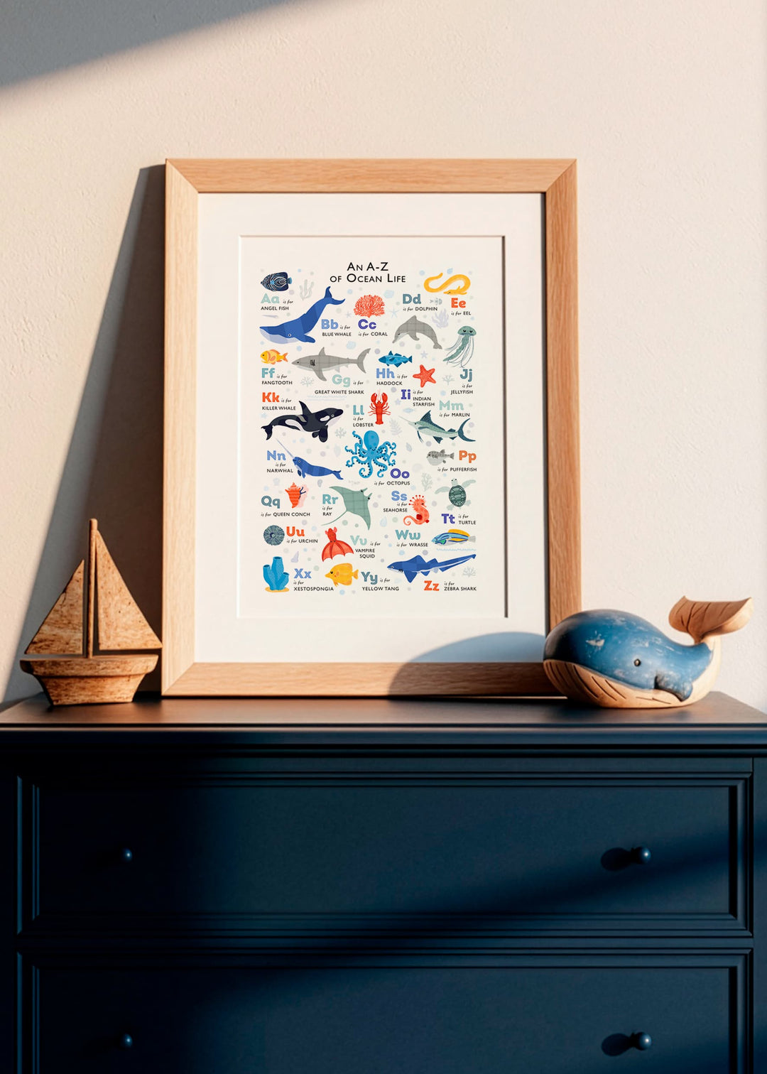 A to Z of the Sea, an Ocean Animals Alphabet Print
