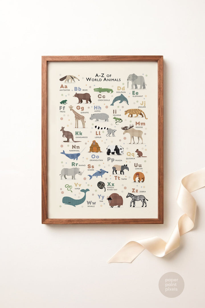 Personalised Animals of the World Alphabet Print