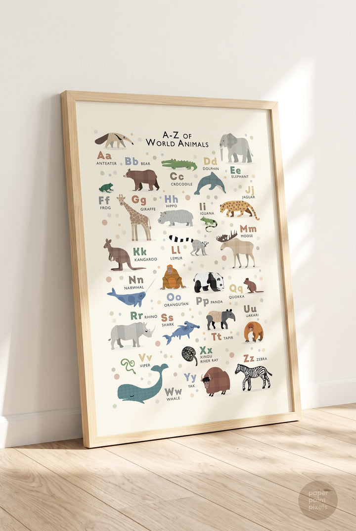 Personalised Animals of the World Alphabet Print