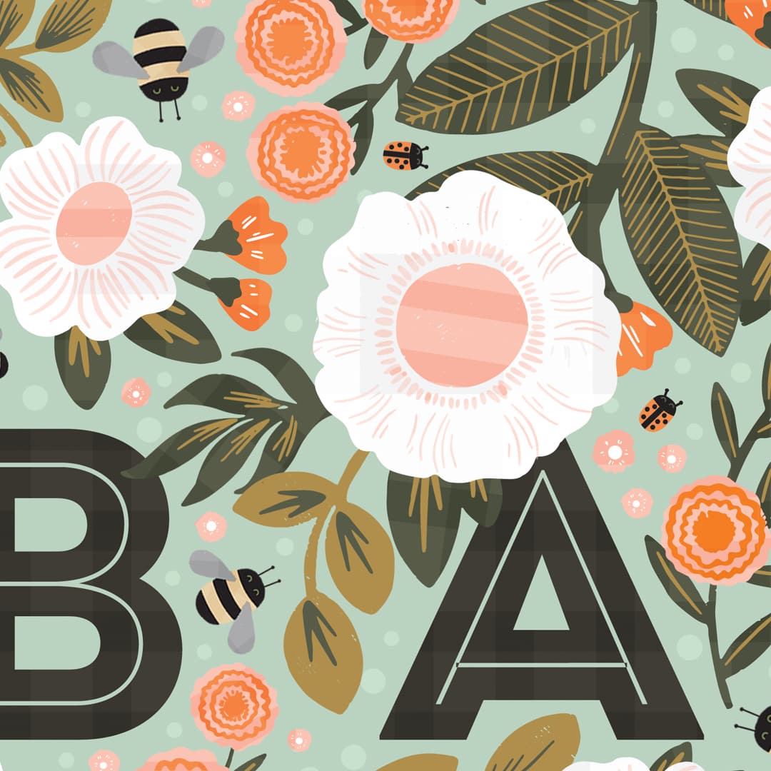 Floral New Baby Card- Sage Green