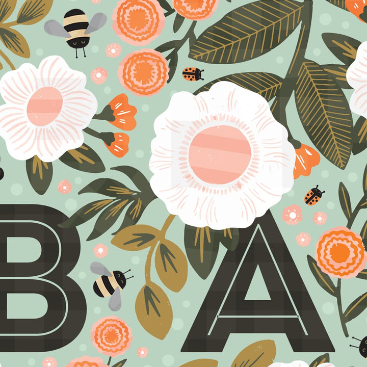 Floral New Baby Card- Sage Green