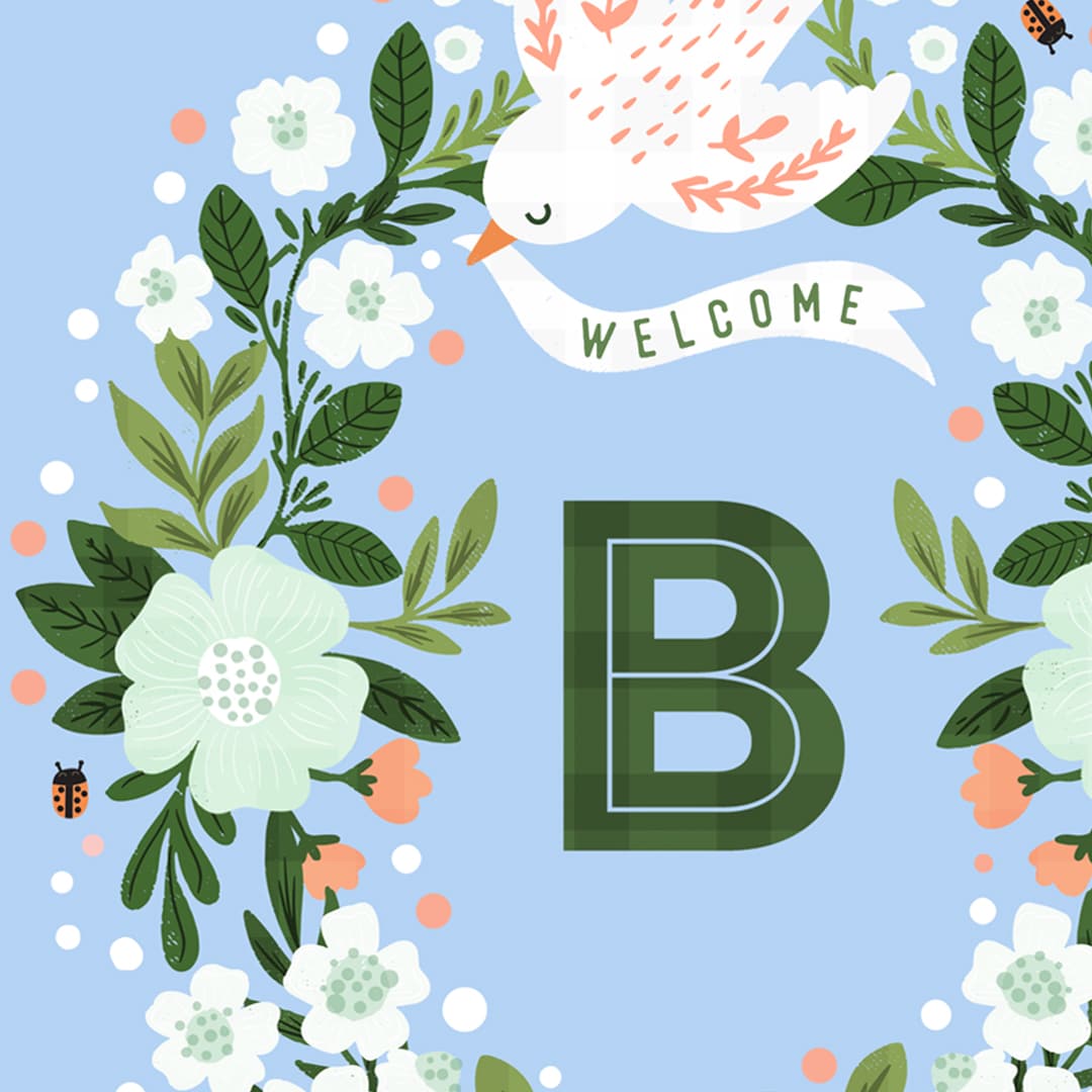 B is for Baby-  New Baby Card in Blue