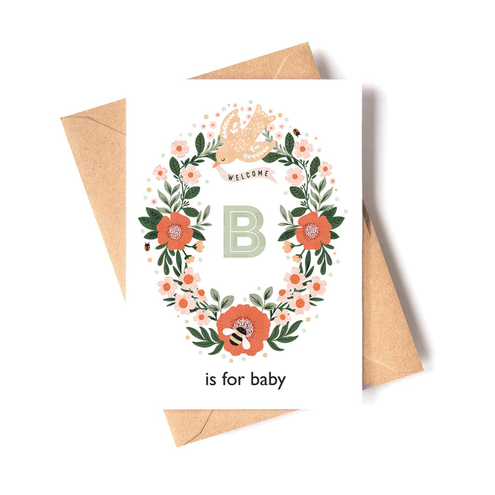 B is for Baby | New Baby Card in White