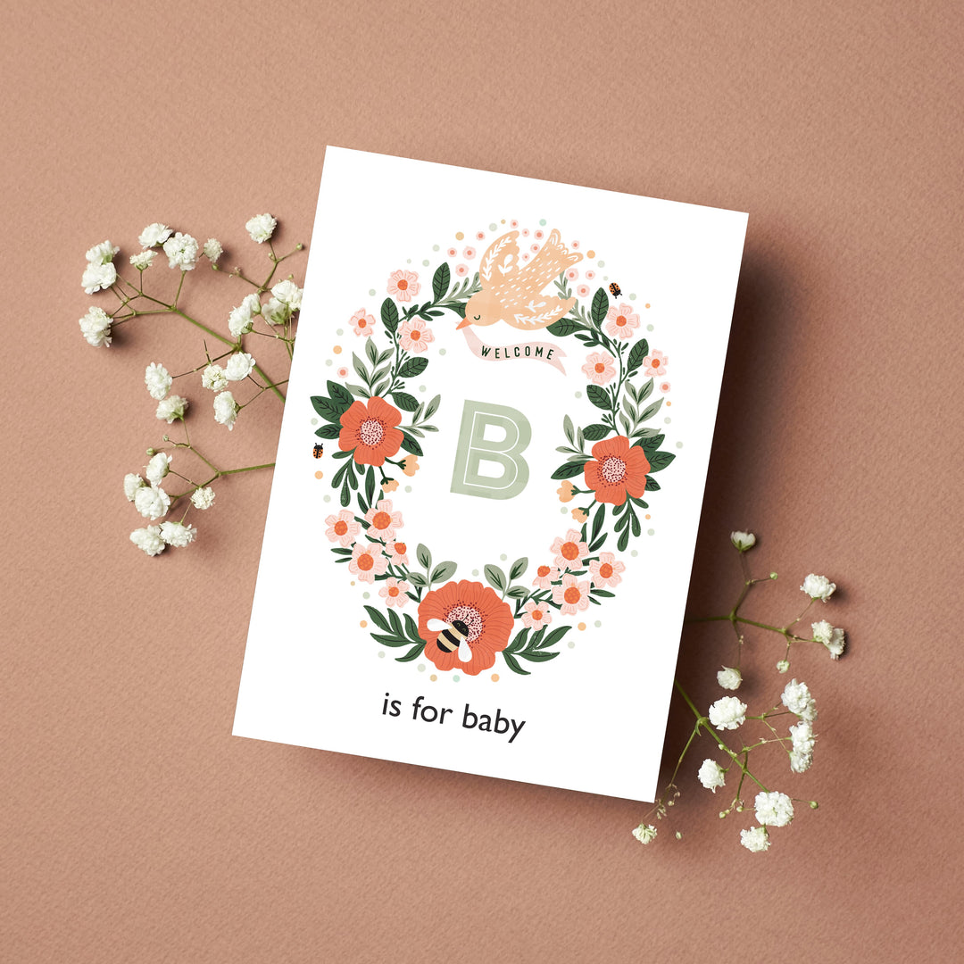 B is for Baby | New Baby Card in White
