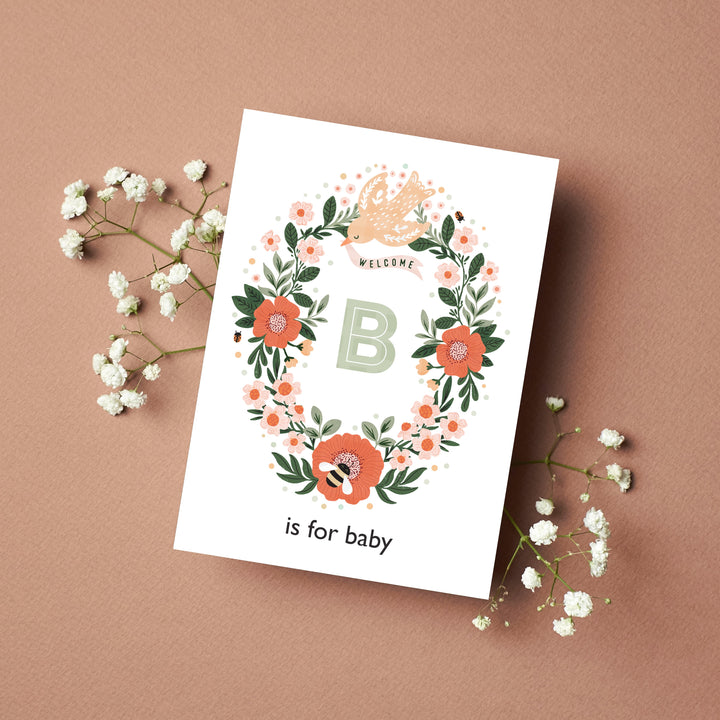 B is for Baby | New Baby Card in White