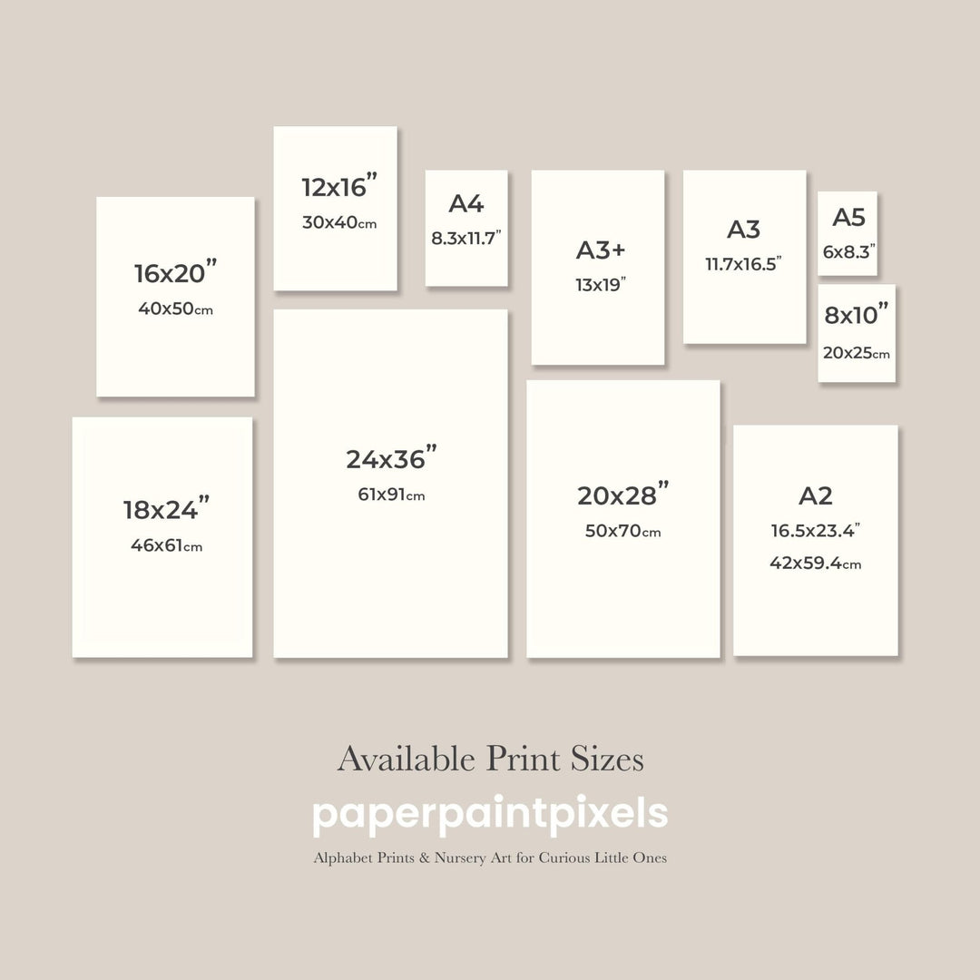 Personalised Dinosaur Alphabet Print Set| Custom Name Kids Wall Art - PaperPaintPixels