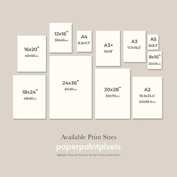 Personalised Dinosaur Alphabet Print Set| Custom Name Kids Wall Art - PaperPaintPixels