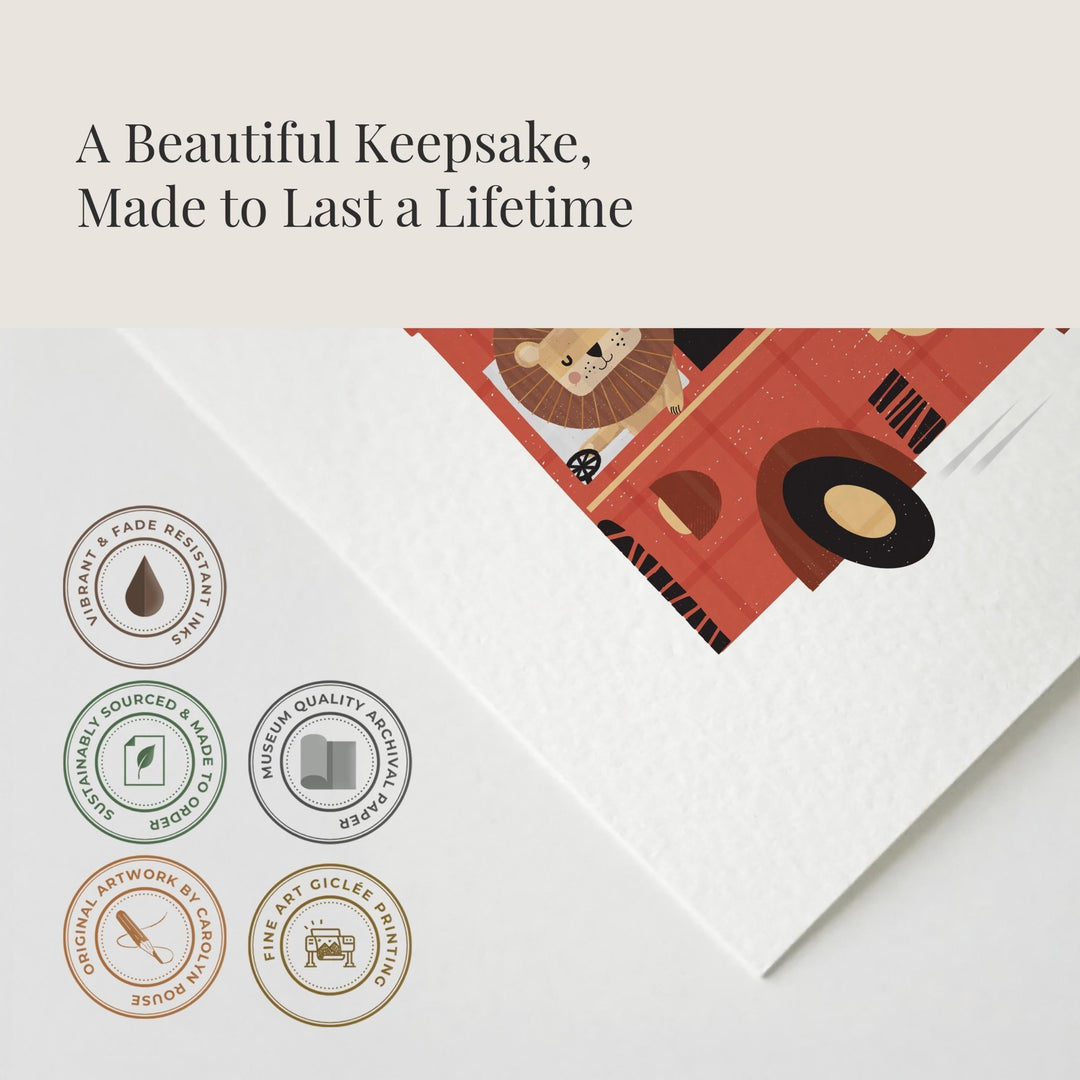 Personalised London Bus Print – Custom Kids Poster | Red Double Decker Bus Wall Art - PaperPaintPixels