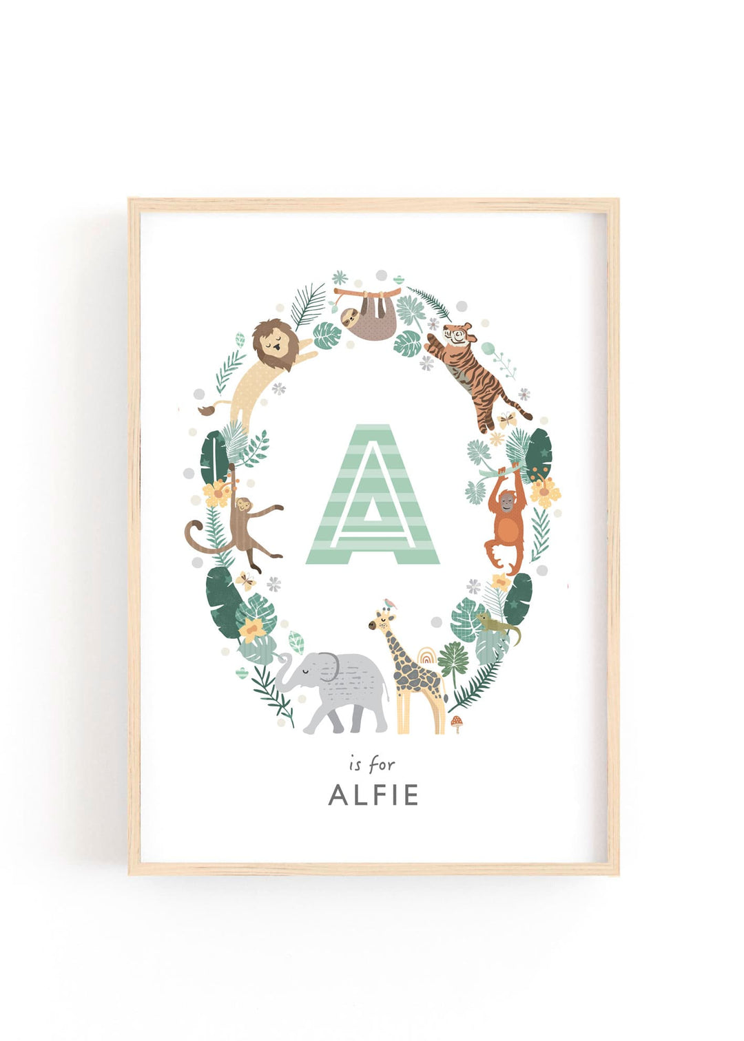 Personalised Safari Nursery Name Print - PaperPaintPixels