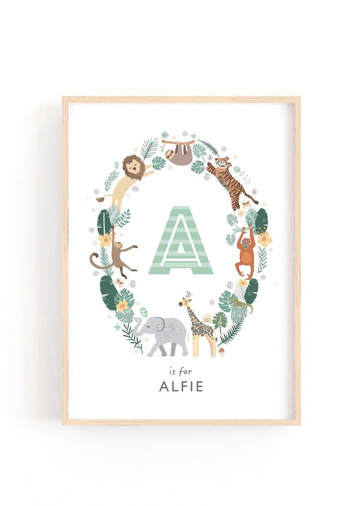 Personalised Safari Nursery Name Print - PaperPaintPixels