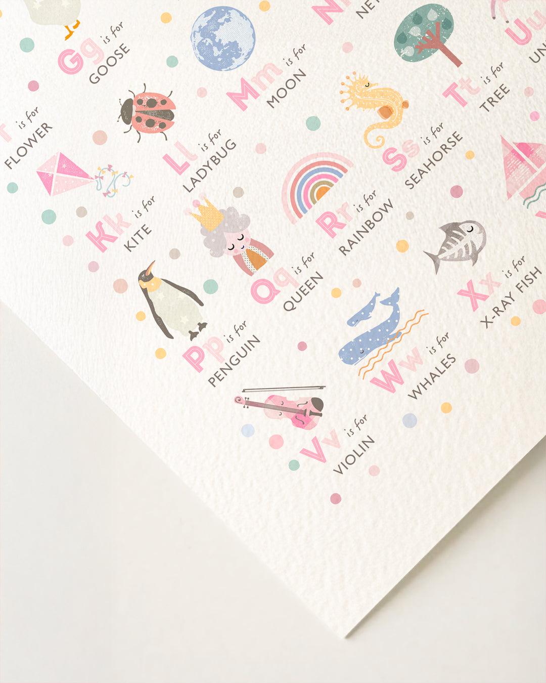 Pink Alphabet Nursery Print | ABC Wall Art for Baby &amp; Toddler Rooms