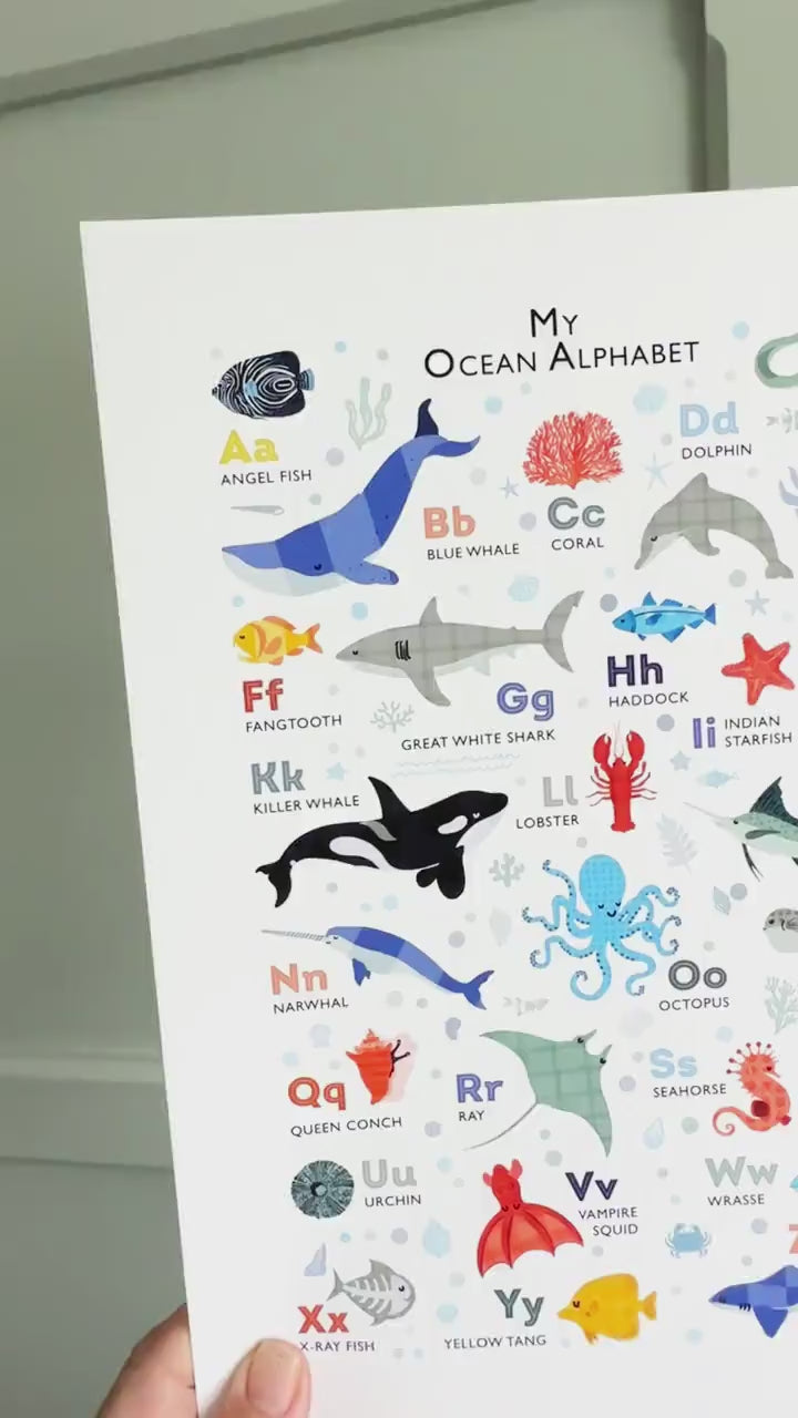 Ocean Animals Alphabet Print | Sea Life ABC Poster