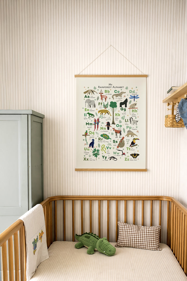 Rainforest ABC Learning Art Print | Wildlife Alphabet Art